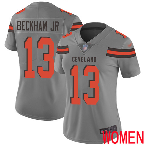Cleveland Browns Odell Beckham Jr Women Gray Limited Jersey #13 NFL Football Inverted Legend